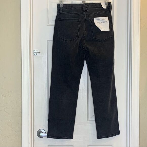 Good American Good Vintage Fold Over Waist Black Jeans Size 10 - Picture 2 of 13